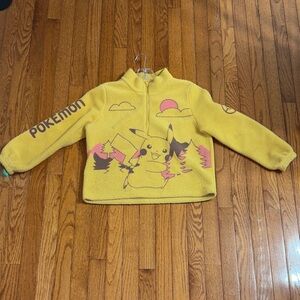 Pokemon Yellow Pikachu Half-Zip Fleece Pullover with Pink Accents